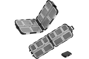 ANYUANKW 2 Pezzi Scatola Portaoggetti da Pesca, Impermeabile Scatole per Esche da Pesca, Scatole di Plastica da Pesca a Doppia Faccia per Accessori, 10 Scomparti