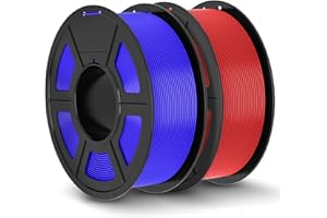 JAYO PLA+ Filament 1,75 mm, PLA Plus do drukarek 3D, 2 szpule 2,2 kg, starannie nawinięty, dokładność wymiarowa +/- 0,02,niebieski+czerwony