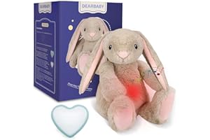 Dearbaby Baby Soother Cry Activated Sensor Toys,Heartbeat Bunny for Babies,Plush Stuffed Animal for Newborn Infants,Baby Toy Vibrating with Mom’s Heartbeat,Baby Shower Gifts for Girls and Boys
