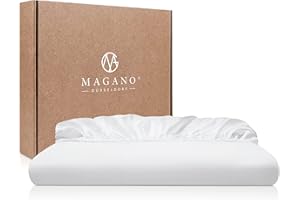 MAGANO® Luksusowe prześcieradło z gumką 180 x 200 cm, białe, bambus i bawełniana satyna, jakość premium 400 TC, hipoalergiczne i termoregulacyjne, prześcieradło z gumką 180 x 200 cm, białe