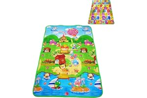 LUVDECO Tappeto gioco per bambini, Tappeto pieghevole per gattonare, Tappetino educativo impermeabile da pavimento, Tappetino da gioco antiscivolo per bambini Apprendimento Giocando 180x120cm