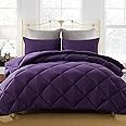 Decroom Lightweight Queen Comforter Set with 2 Pillow Sham - 3 Pieces Set - Quilted Down Alternative Comforter/Duvet Insert for All Season - Purple - Queen Size
