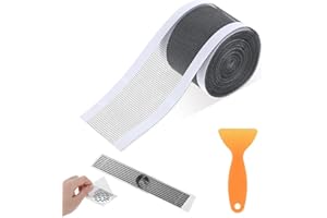 STYQUENZER Abfluss, łapacz włosów, jednorazowy, 70 mm x 10 m, sitko do odpływu prysznica, z plastikową szpatułką, sitko do włosów, naklejka na włosy, do kuchni, umywalki, prysznica, wanny i łazienki