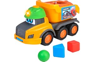 ABC 204115008 - Harry Hauler Volvo Dumper - Volvo Dumper med Formsortering, Frihjul, Skallrande Klossar, Ljud och Ljus, Längd: 30 cm, Från 12 månader
