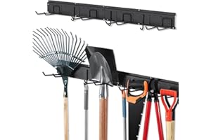 Nandae Accroche Balai Mural,Rangement Garage, Porte Outils de Jardin Mural, Organiseur de Garage Outils Stockage pour Atelier Cuisine Buanderie