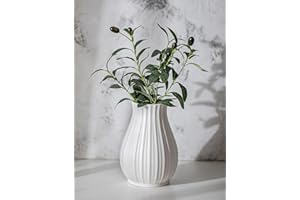 NUPTIO White Ceramic Vase Farmhouse: 20.5cm Modern Flower Pampas Grass Vases for Living Room Bedroom Kitchen - Aesthetic Decorative Centrepiece for Window Shelf Coffee Table