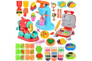 JurciCat Tillbehörsset För Modellera För Barn 51 Delar DIY Verktyg För Modellera Burger Machine Noodle Machine Glass Machine