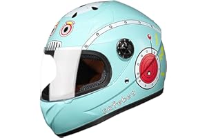 QKDWQZ Casco Integral De Moto Para Niños, Casco Scooter Homologado ECE Con Visera Solar Y Bufanda Extraíble, Casco Scooter Para Niños Y Niñas De 3 A 14 Años G,48-55CM