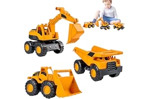 BLAUHAUS Lot De 3 Pelleteuse Enfants - Jeux Exterieur Enfant 2 3 4 5 Ans avec Pelleteuse, Chargeur Et Camion Enfant | Jouets De Plage pour Tractopelle Enfants pour Bac à Sable Et Chambre.