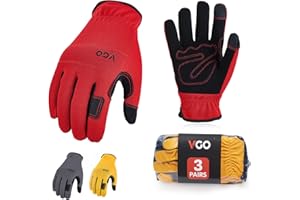 Vgo... 3 pares Guantes de Trabajo Touch Screen, Guantes Trabajo Ligero para Almacen Entrega Construcción(NB7581)