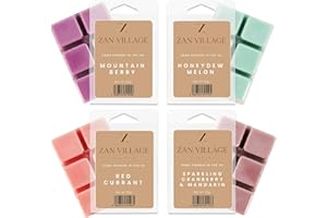 ZAN VILLAGE HOMEWARE Wax Melts Strong Scented - Scented Wax Melts Gift Set for use in a Wax Warmer, Made in The UK, 4 Pack by Zan Village Candles