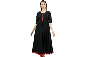Bimba Damen Designer Ethnische Kurti Ausgestelltes Anarkali Kurta Kleid mit Tassele
