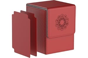 Pulchra Estuche para TCG, Magnetic Flip Box con 2 Divider, Tamaño Grande para 110 Cartas, Deck Box - Dado Diseño (Elemental Design, Rojo)