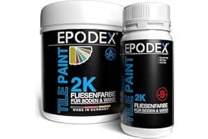 EPODEX 2K Fliesenfarbe für Badezimmer, Küche & mehr, Hochwertige Farbe für Wand- und Bodenfliesen, Wasserfester & abriebfester Fliesenlack Weiß, Grau, Beige & mehr - 1.8kg (7m² für 2 Anstriche)