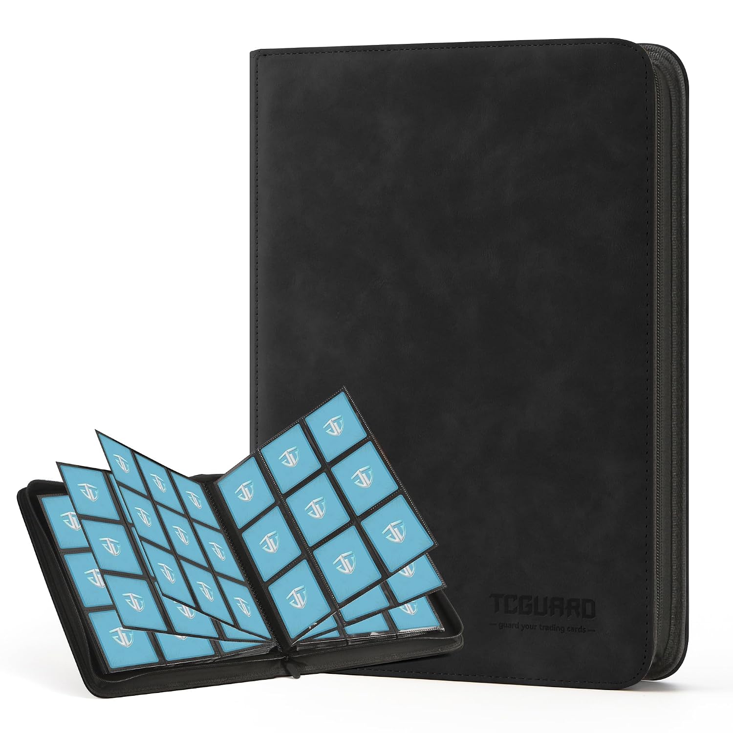 TCGUARD Verzamelkaartenalbum voor Maximaal 540 Kaarten, 30 Zijkanten, Verzamelalbum, Ritssluiting, Binder voor Verzamelkaarten, MTG-Kaarten, Boek voor Speelkaarten, Sportkaarten, Yugioh enz. Zwart