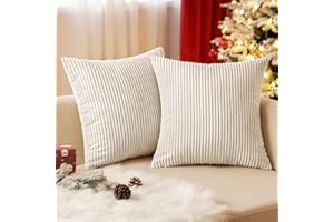 EMEMA Kissenbezug 40x40 cm Weihnachten Kordsamt Kissenbezüge Dekokissen Sofakissen Cord Kissenhülle Zierkissenbezug Kord Dekorative Weiche für Sofa Wohnzimmer Schlafzimmer 2er Set Beige