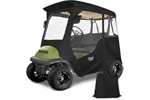 10L0L Golf Cart Enclosure 600D for 2 Passenger Club Car Precedent, Golf Buggy Cover with Security Side Mirror Openings, Waterproof Portable Transparent Storage Driving Enclosure