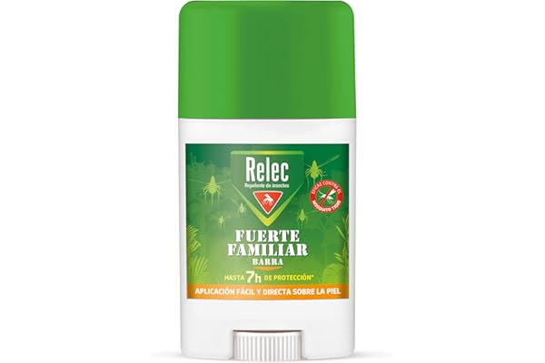 Relec Fuerte Familiar Stick Antimosquitos, Repelente de Mosquitos 50 ml, Eficaz Contra El Mosquito Tigre, Eficacia y Protección Contra las Picaduras de Mosquitos en Zonas Templadas