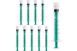 JIBENGAO 10 Stück 3ml Luer Lock Spritze, Einzeln Verpackt, Kunststoff Spritze Ohne Nadel Messspritze für Wissenschaftlich Labore, Measuring Liquids, Feine Dosierungen und Tierfütterung Spritzen