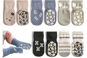 Exemaba Rutschfeste Socken für Baby Mädchen Jungen 5 Paar Kinder Anti Rutsch Socken Sportsocken Stoppersocken