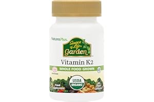 NATURE'S PLUS NaturesPlus Source of Life Garden Organic Vitamin K2-120 mcg Organic Vitamin K2 MK7 (Menaquinone-7) from Fermented Chickpeas - Vegan, Gluten Free - 60 Capsules