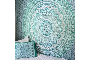 GLITZFAS mandala dywan ścienny, gobelin, indyjska chusta na ścianę, do sypialni (F, 200 x 150 cm)