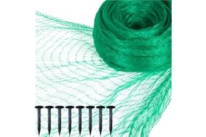 JUNE TECH Garden Netting,Anti Bird Netting Kit with Plastic Ground Pegs,Green Garden Netting Mesh for Plants Fruit Veg Patch Grass Seeds,Pond Netting Cover,Garden Mesh Fence (4 * 5m+8*Pegs)