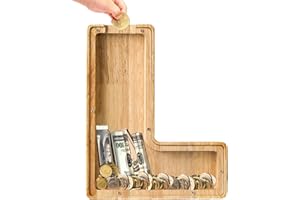 Bemaystar Wooden Letter Piggy Bank for Kids, Money Box for Kids, Lovely Alphabet Initial Letters Piggy Banks for Kids Boys Girls, Coin Bank, Birthday Gift for Kids