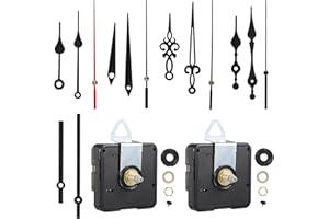 SDHIIOLP 2 Pièces Mécanisme d'Horloge avec 5 Paires différentes Horloge Aiguilles, Quartz Silencieux Mecanisme Mouvements pour Horloge à Pile Moteurs et Aiguilles d'Horloge Murale Silencieux DIY Rechange