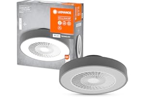 LEDVANCE Smart WiFi LED luce del ventilatore da soffitto, a forma di cilindro, grigio, dimmerabile, velocità dell'aria regolabile, telecomando incluso, controllabile tramite app e assistente vocale