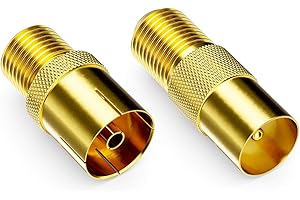 deleyCON SAT adapter ZESTAW Wtyczka F do kabla antenowego Złącze F złącze koncentryczne Gniazdo F do 1x wtyczki anteny IEC i 1x gniazda anteny IEC