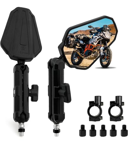 Kit 2 Specchietti Retrovisori Universali Per Moto - Regolabili 360°, Omologati E, Filettature M8/M10, Antivibranti, Pieghevoli Per Scooter, ATV, Fuoristrada