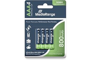 MediaRange MRBAT120 Camera/Camcorder Battery Níquel-Metal hidruro (NiMH) 800 mAh - Camera/Camcorder Batteries (Níquel-Metal hidruro (NiMH), 800 mAh, Cámara, 1,2 V, Estándar, Verde, Plata)