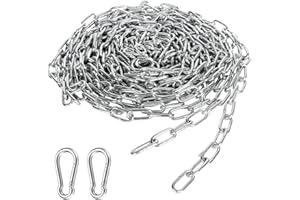 Yeqqzq Stainless Steel Chains,Galvanized Steel, Heavy Duty Welded Link Security Chains, Ideal for Fence, Gate, Door, Bike, Bicycle, Swing, Lock, Lift (3mm*4m)
