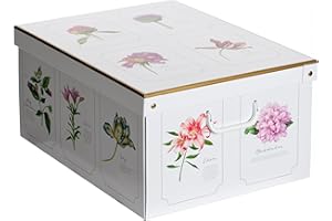 LAVATELLI KANGURU Kanguru Decorative Cardboard Storage Box with Handles and lid Collection Botanic for storing Garment, Clothes, Wardrobes, Toys, Home, Multi-Colour, Size 39 x 50 x 24 cm, Large, 660 BO