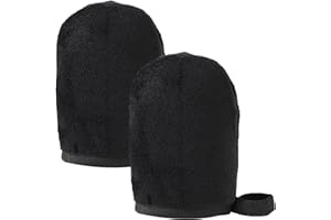 SIHUITU 2 PCS Tanning Mitt Washable Self-tanning Application Mitt with Smooth and Even Effect Reusable Double-sided Tanning Mitt for Sunscreen Tan Mitt Glove Fake Tan Mitt for Sunbathing (Black)