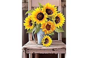 Bimkole 5d Diamond Painting Kit Bricolaje Arte Silla De Girasol, Flor Pintura De Arte Pintura Diamantes Kits Estampados De Punto De Cruz Diamantes de Imitación Decoración de Pared 30X40 cm