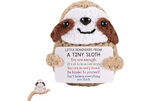 VILITI Positive Crochet Sloth Gifts,Emotional Support Affirmation Funny Plush Gift,With Encouraging Card Mini Inspirational Knitted Doll,Cute Creative Crocheted Decoration Dolls,for Women Birthday Graduation