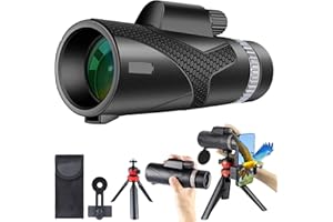 GOHHME Telescopio Monoculare 12X50 HD Adulti con Supporto per Smartphone e Treppiede di Aggiornamento, Monoculare Palmare Impermeabile con Prisma BAK4 per Escursionismo Birdwatching Caccia Campeggio