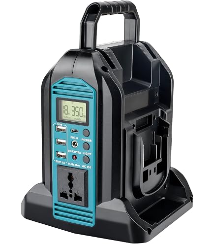 Inverter Batteria 21V Con LED – Convertitore Portatile 150W Per Campeggio E Auto, Doppia USB E Tipo-C