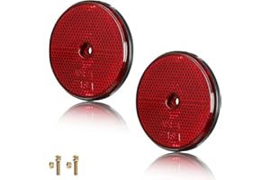 AGRISHOP 2x Rouge Catadioptre Rond,Ø71mm,Catadioptre Réflecteur -Visser pour Remorque, Catadioptre Rond Signalisation pour Poteau Van Voitures RV Tracteur,Reflector Œil de Chat(Rond/Visser/2Pcs）