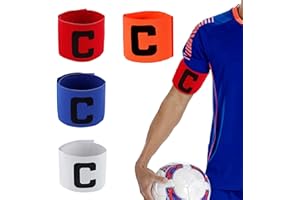 Hcoviv Brassard de Capitaine de Football 4 Pièces Élastique Capitain Bandes Multicolor Réglable Captain Armband Rétractable Standard C Bandes Soccer Brassard pour Sports de Balle Adulte Junior Enfant