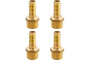 OMZSXK Slangkoppling i mässing, G3/8-tums (Ø 16,2 mm) utv. gänga x 10 mm, slangmunstycke, 4 stycken, slangnippel, 10 mm hulli