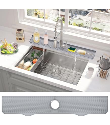 Spritzschutzmatte Für Küchenspüle - 76,2 Cm Silikon Tropfschutz Mit Ablaufrinne