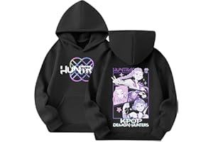 DASHADAO KPop Costume Kids Hoodies Girls Vintage Y2k Pullover Huntrix Huntr/X Hip Hop Streetwear Oversized Fashion Hooded Sweatshirts Long Sleeve Tops for Kids 9-10 11-12 Boys Pink Hoodie Christmas Essentials