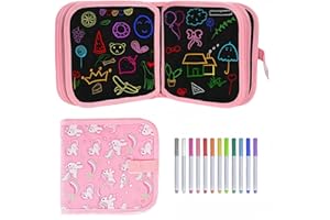 ZENOVATE Portatile da Disegno per Bambini, Giochi da Viaggio Bambini 3 4 5 Anni, Doodle Disegno Giocattoli con 12 Penne Colorate Cancellabili, Libro di Pittura per Bambini, Regalo Bambina 3 4 5 Anni, 14 Pagine