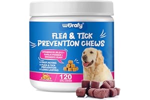 HRAMEX 120pcs Flea & Tick Prevention for Dogs Chewable(Chicken Flavor),All Natural Dog Flea & Tick Control Supplement,Oral Flea Pills,Dogs Flea and Tick Chews for All Breeds & Ages Dogs