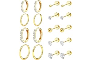 MeoZynxadril 9 Paires Boucles d'Oreilles, Boucle D'oreille Acier Inoxydable, Piercing Oreille Cartilage, Boucles D'oreilles Femme Or, Piercing Multiple, pour Bijoux Acier Inoxydable Femme