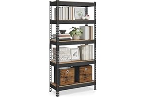 SONGMICS Étagère pour Charges Lourdes, Étagère de Rangement, Étagère de Cuisine, 5 Niveaux, 30 x 75 x 150 cm, Capacité de Charge 875 kg, pour Cave, Garage, Bureau, Marron Rustique GLR300B11