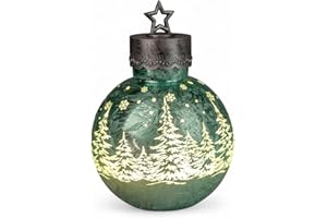 formano LED Deko-Kugel Frosty Mint 30 cm Farb-Glaskugel Ice-Optik Timer 6h /18h beleuchtet - inkl. Batteriebetrieben - Herbst Winter Weihnachtsdeko für Tisch Regal Fensterbank